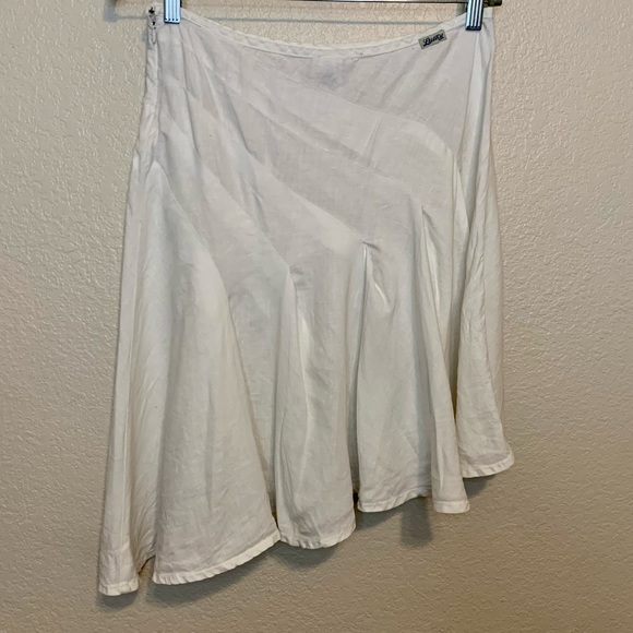 Lucky Brand 100% Linen Flowy Lightweight Skirt Asymmetrical Hem White Size 27 - Picture 4 of 11
